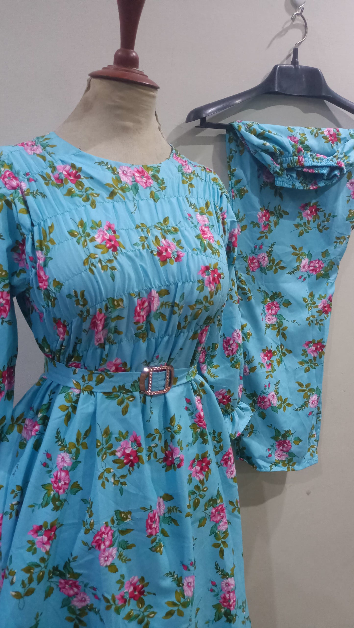 Floral Super Long length Digital Print Cotton frill maxi 2 Pieces - High Quality