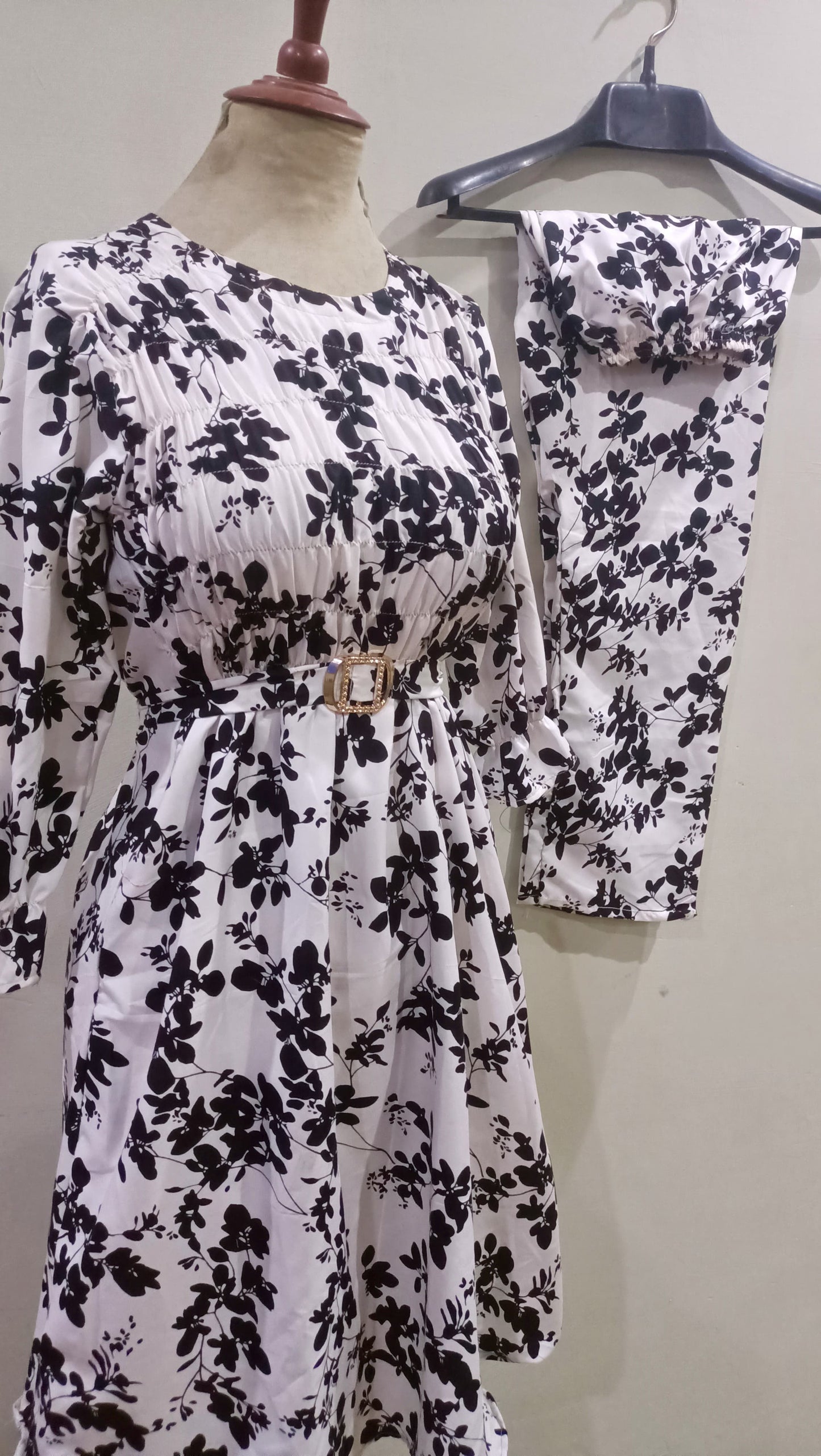 Floral Super Long length Digital Print Cotton frill maxi 2 Pieces - High Quality