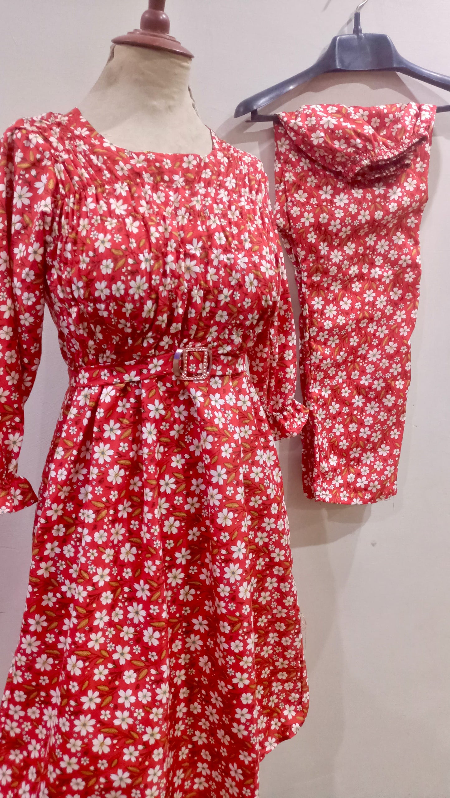 Floral Super Long length Digital Print Cotton frill maxi 2 Pieces - High Quality
