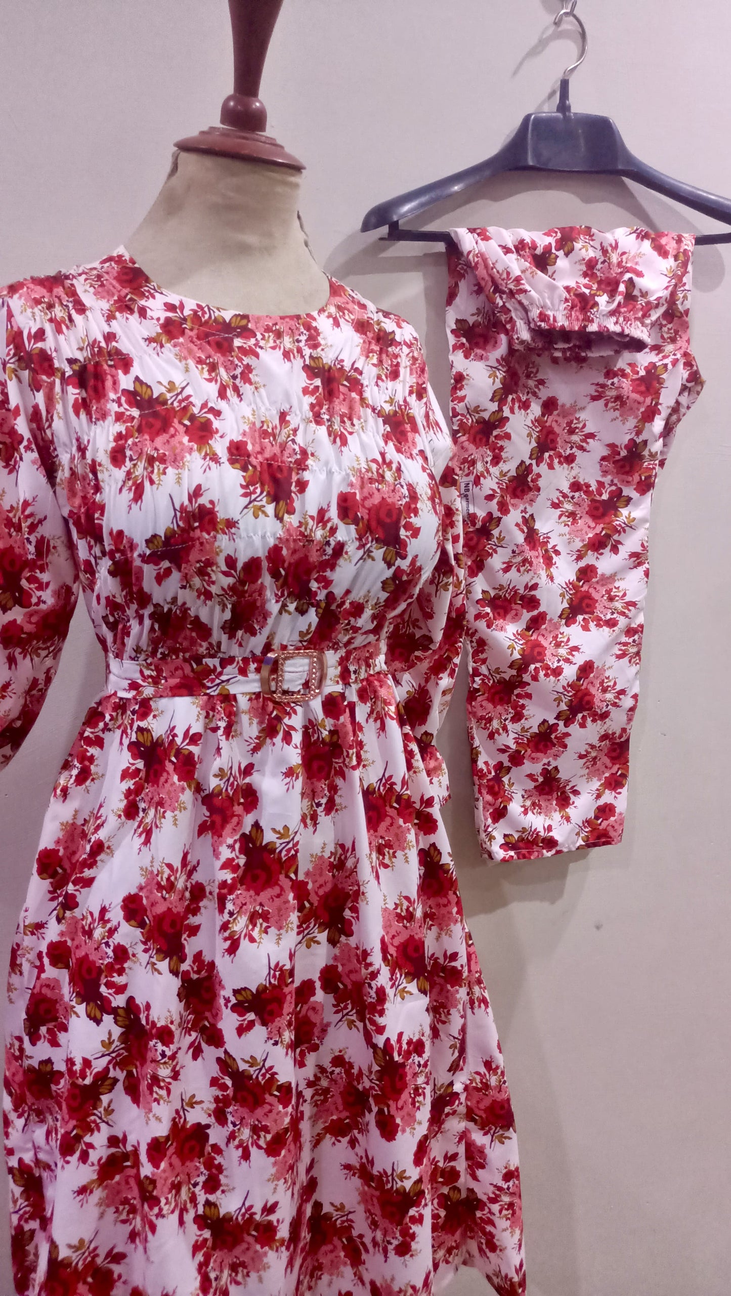 Floral Super Long length Digital Print Cotton frill maxi 2 Pieces - High Quality