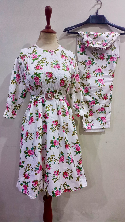 Floral digital print Cotton Frill Maxi 2 Piece
