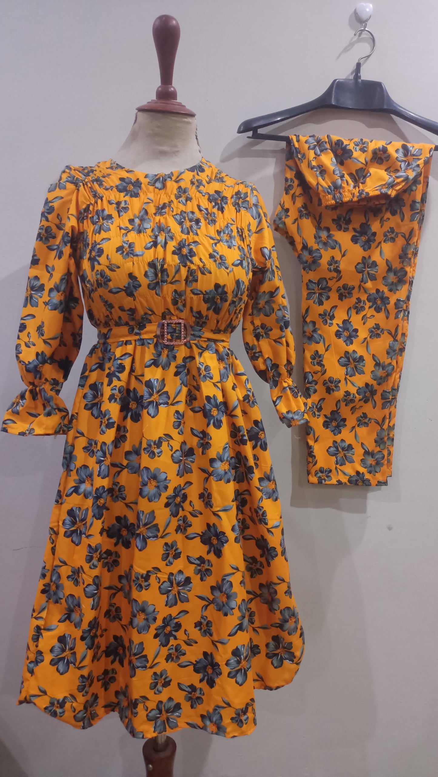 Floral Super Long length Digital Print Cotton frill maxi 2 Pieces - High Quality