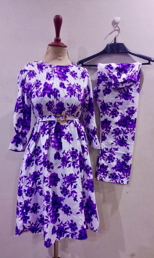 Floral digital print Cotton Frill Maxi 2 Piece