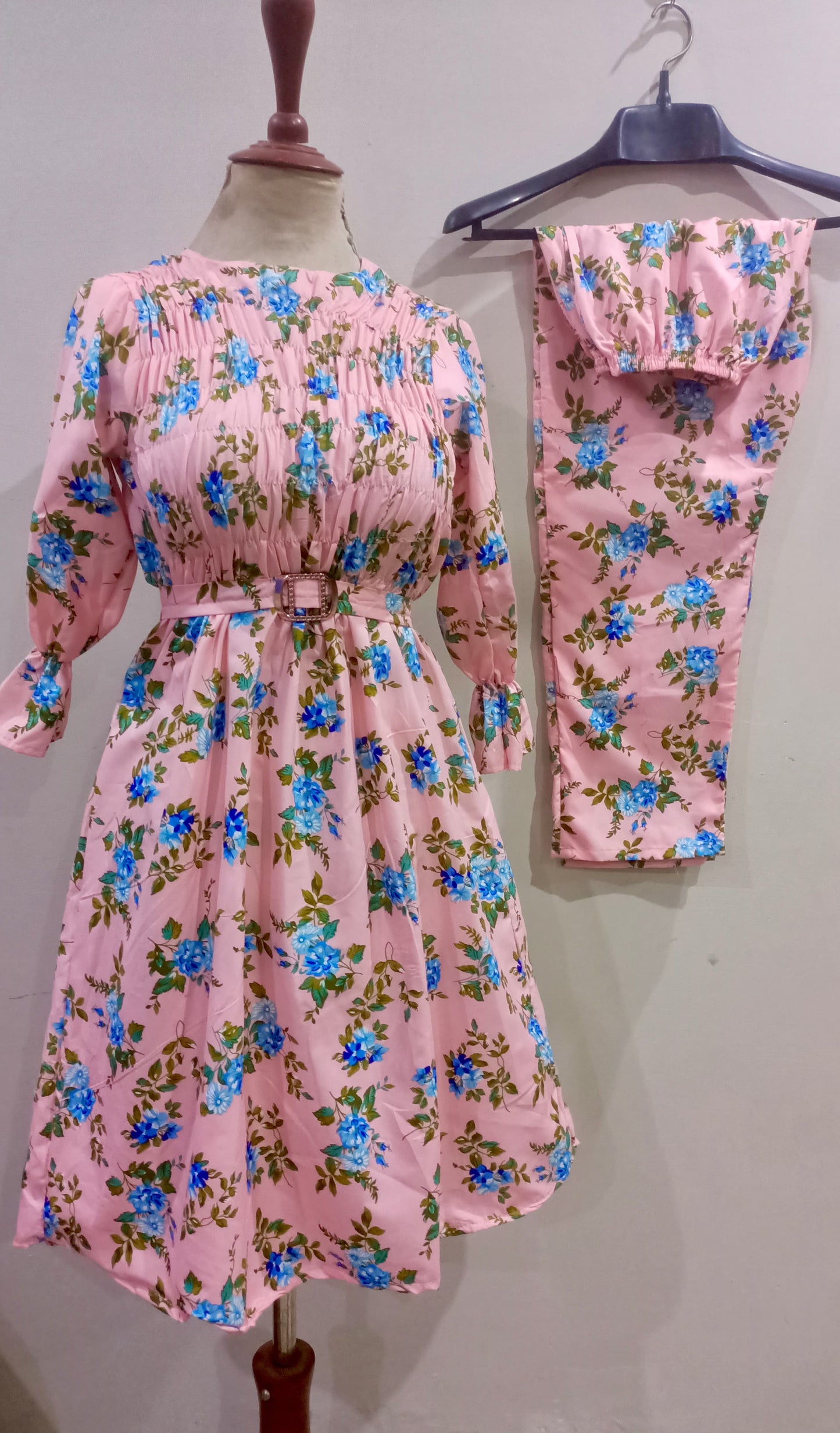 Floral Super Long length Digital Print Cotton frill maxi 2 Pieces - High Quality