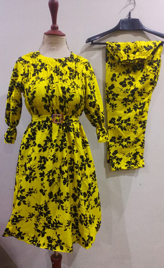 Floral digital print Cotton Frill Maxi 2 Piece