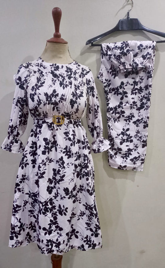 Floral digital print Cotton Frill Maxi 2 Piece