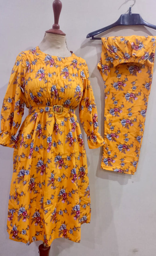 Floral digital print Cotton Frill Maxi 2 Piece