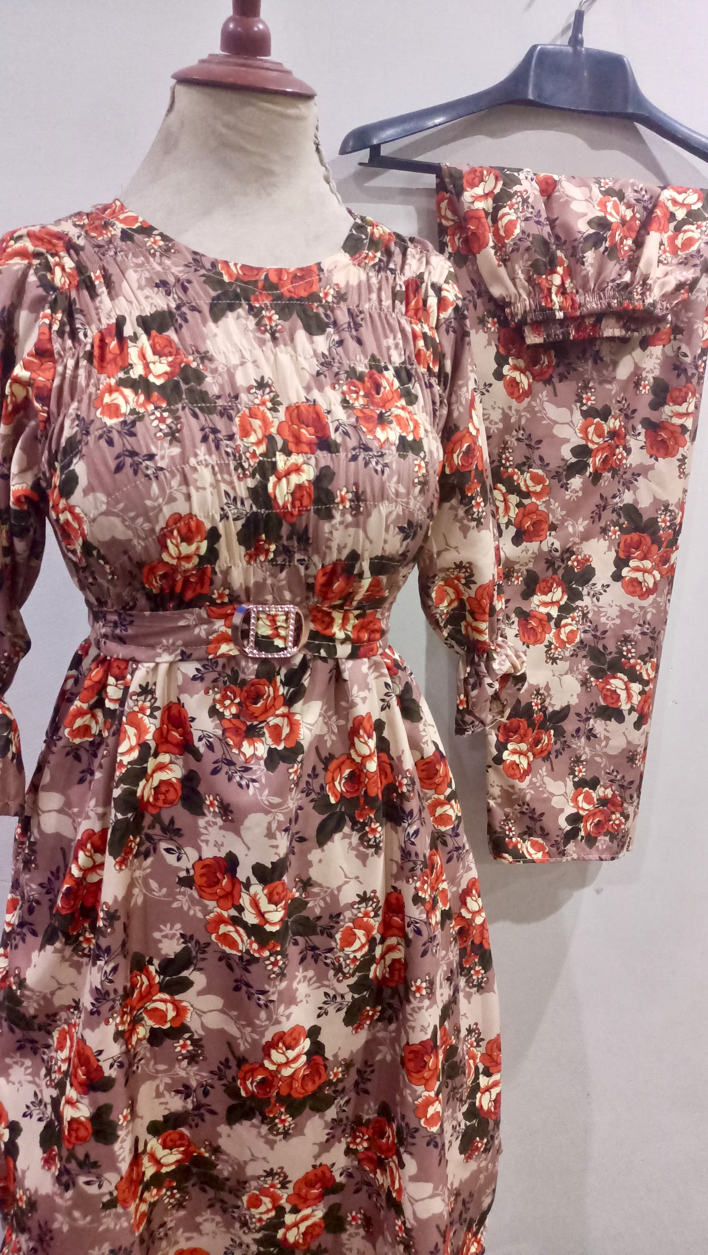 Floral Super Long length Digital Print Cotton frill maxi 2 Pieces - High Quality