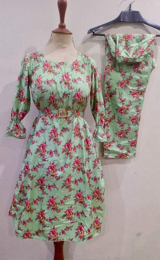 Floral digital print Cotton Frill Maxi 2 Piece