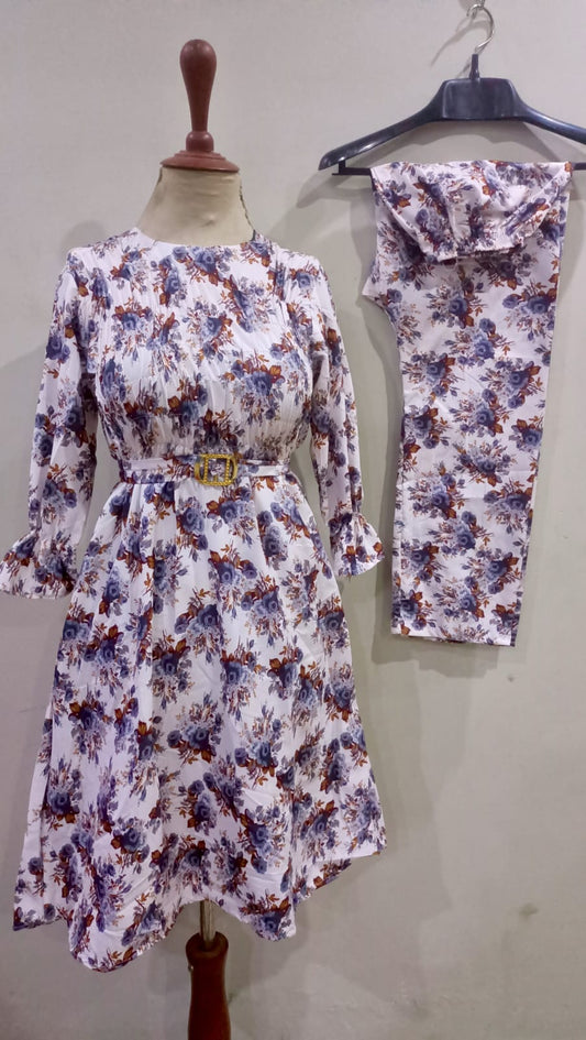 Floral digital print Cotton Frill Maxi 2 Piece