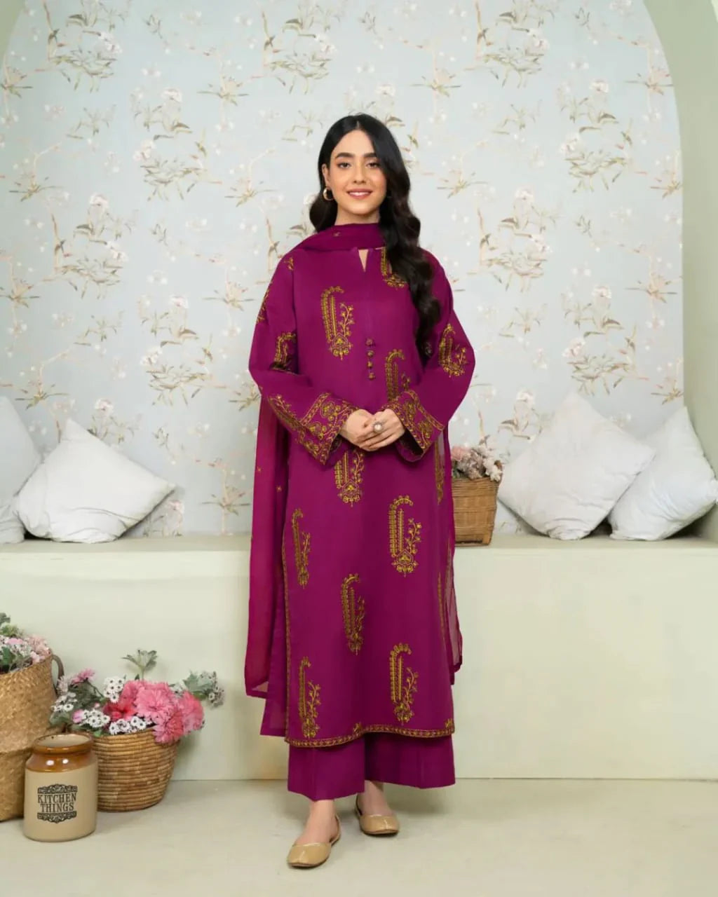 JASMINE EMB LONG LENGTH 2 pieces stitched