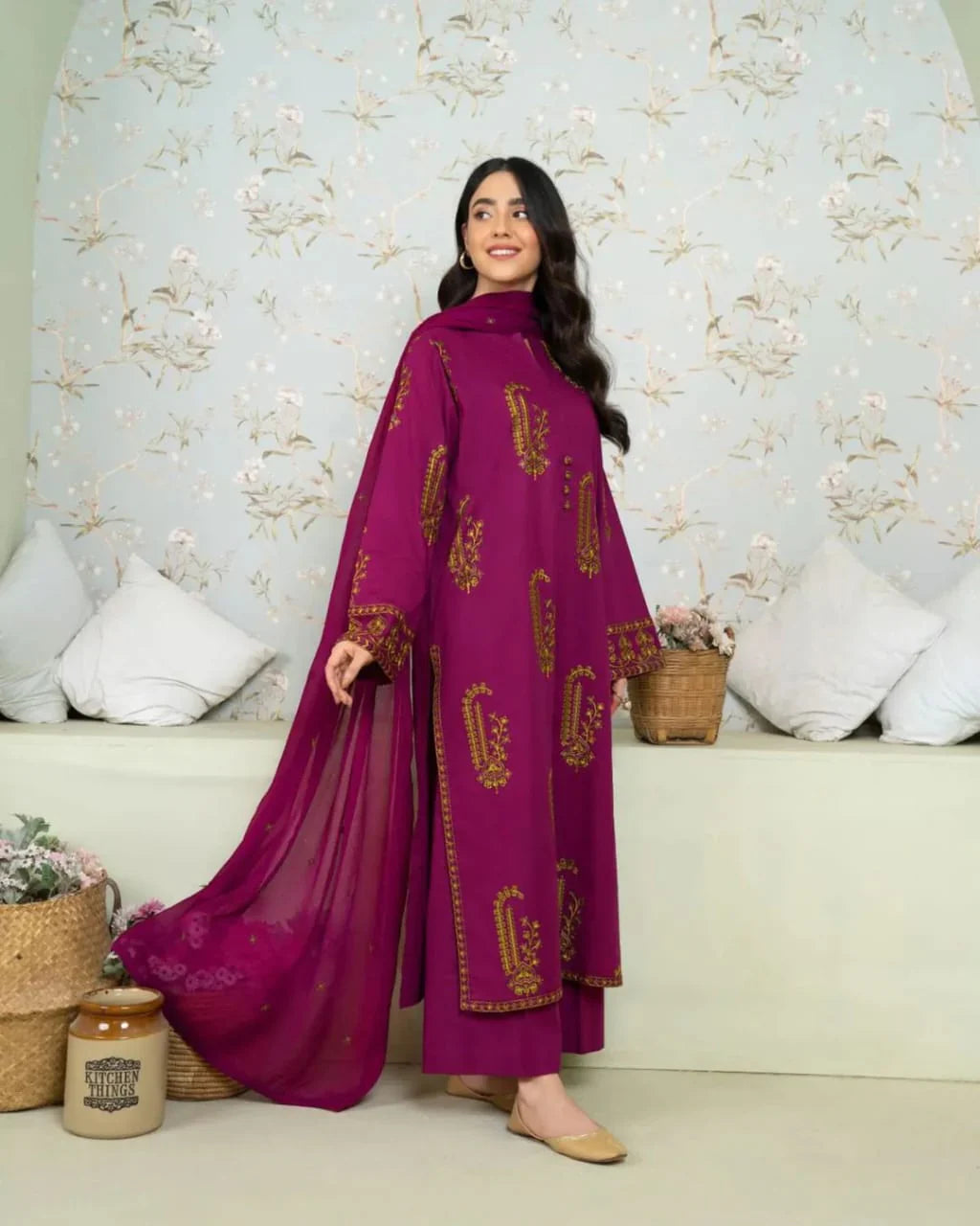 JASMINE EMB LONG LENGTH 2 pieces stitched