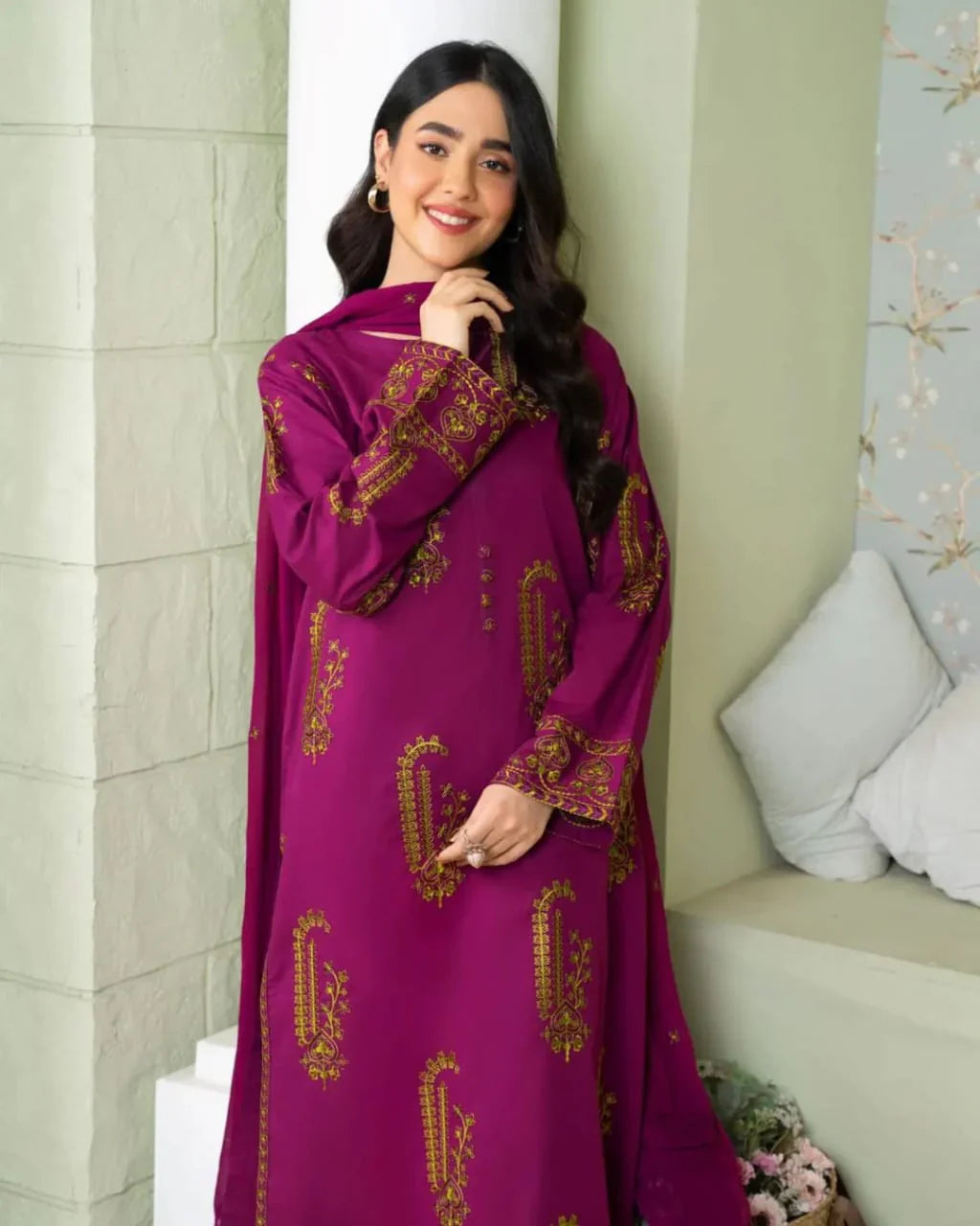 JASMINE EMB LONG LENGTH 2 pieces stitched
