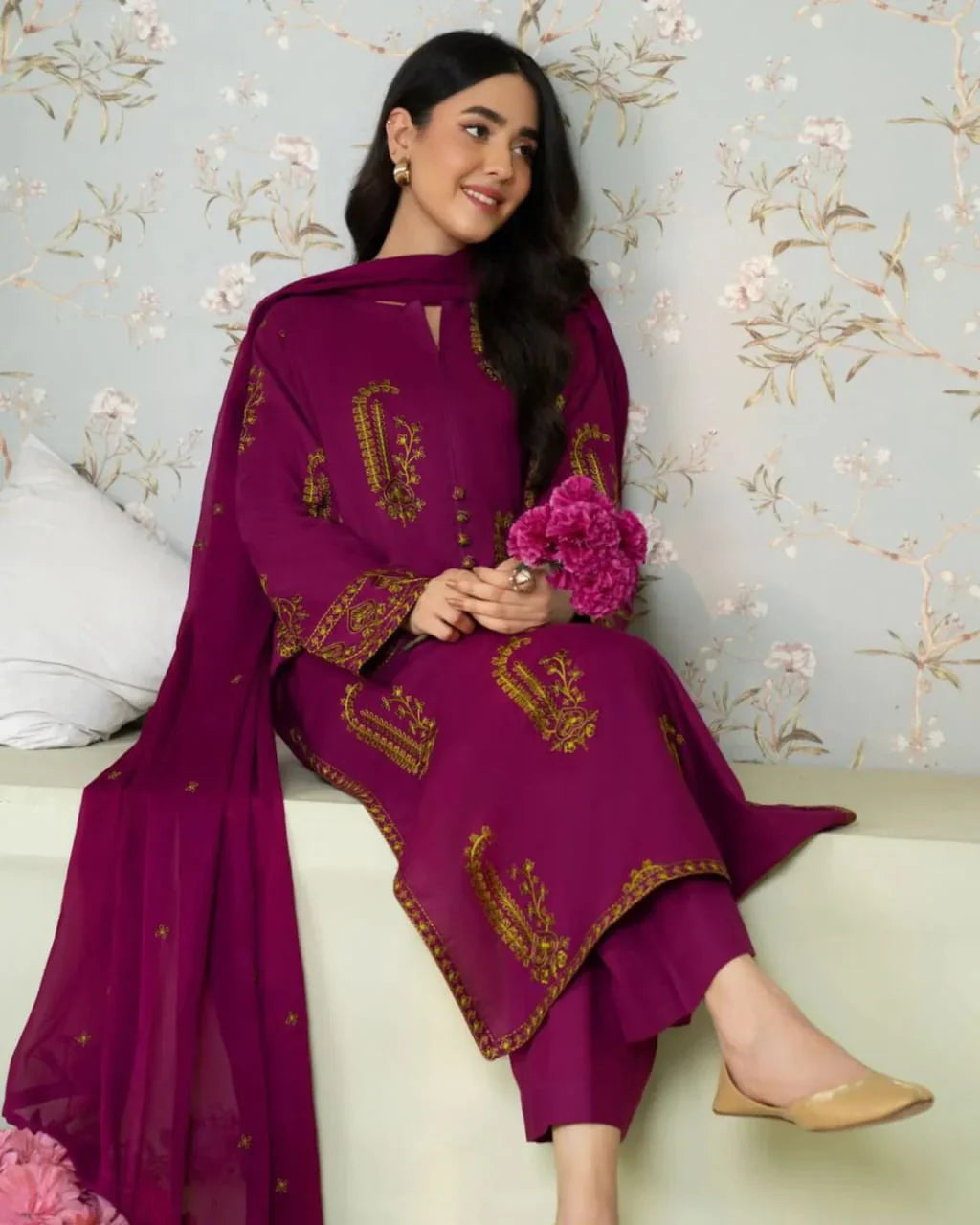JASMINE EMB LONG LENGTH 2 pieces stitched