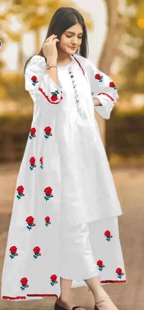 Fancy stitched 3 pieces embroidery silk gown style dress for girls
