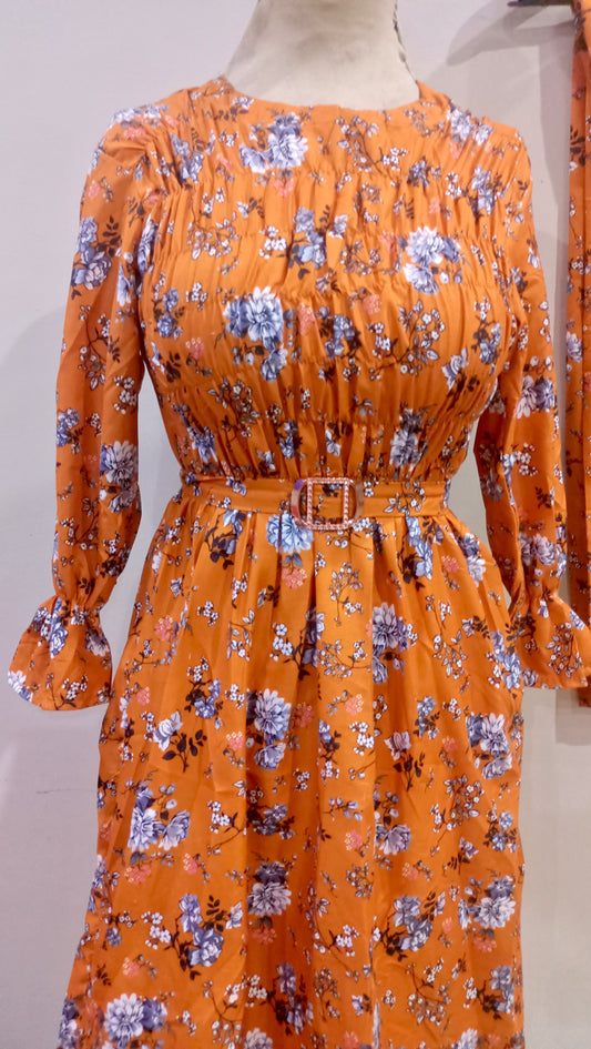 Floral digital print Cotton Frill  Maxi 2 Piece