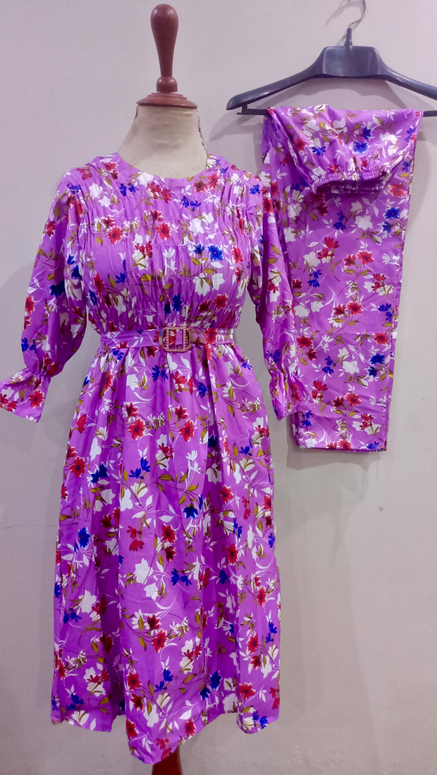 Floral digital print Cotton Frill  Maxi 2 Piece
