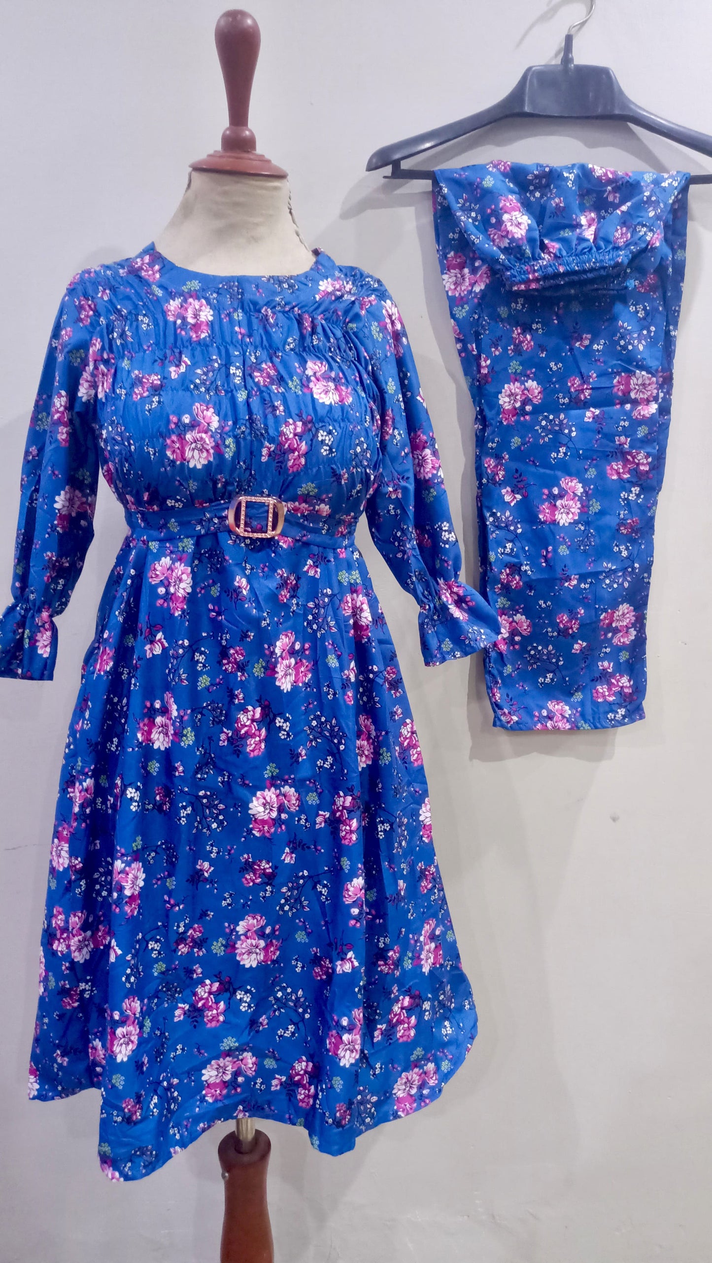Floral digital print Cotton Frill  Maxi 2 Piece